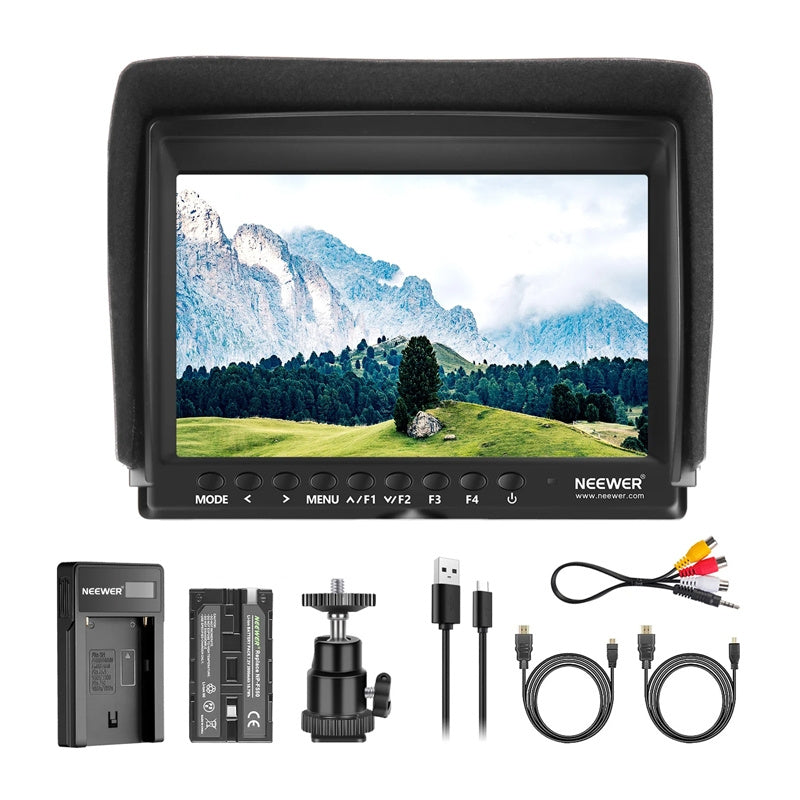 NEEWER F100 Feltmonitor + USB-oplader + Batterisæt