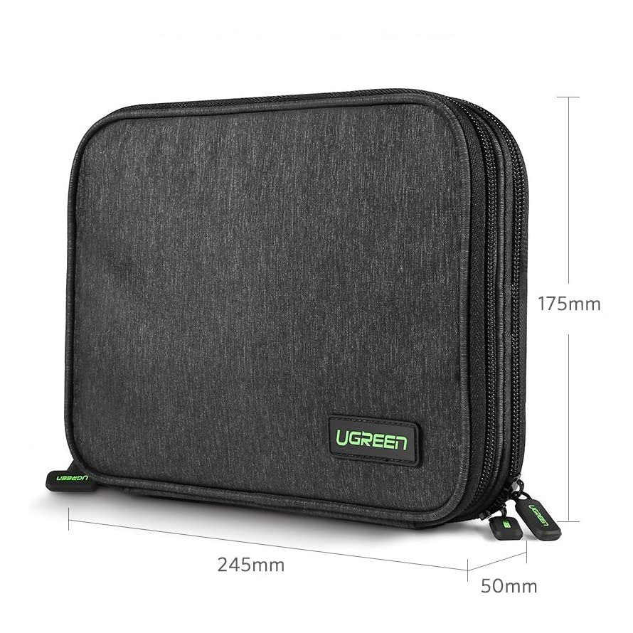 Grøn kasse til harddisk HDD SSD telefonkabler tilbehør 24,5 x 17,5 x 5 cm grå (50147 LP149)
