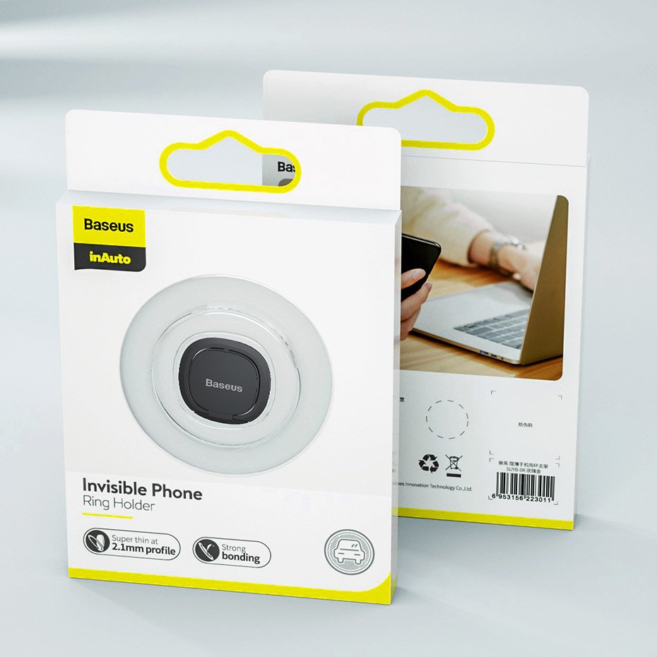 Baseus ultra-tynde selvklæbende ringholder telefonstativ grå (SUYB-0A)