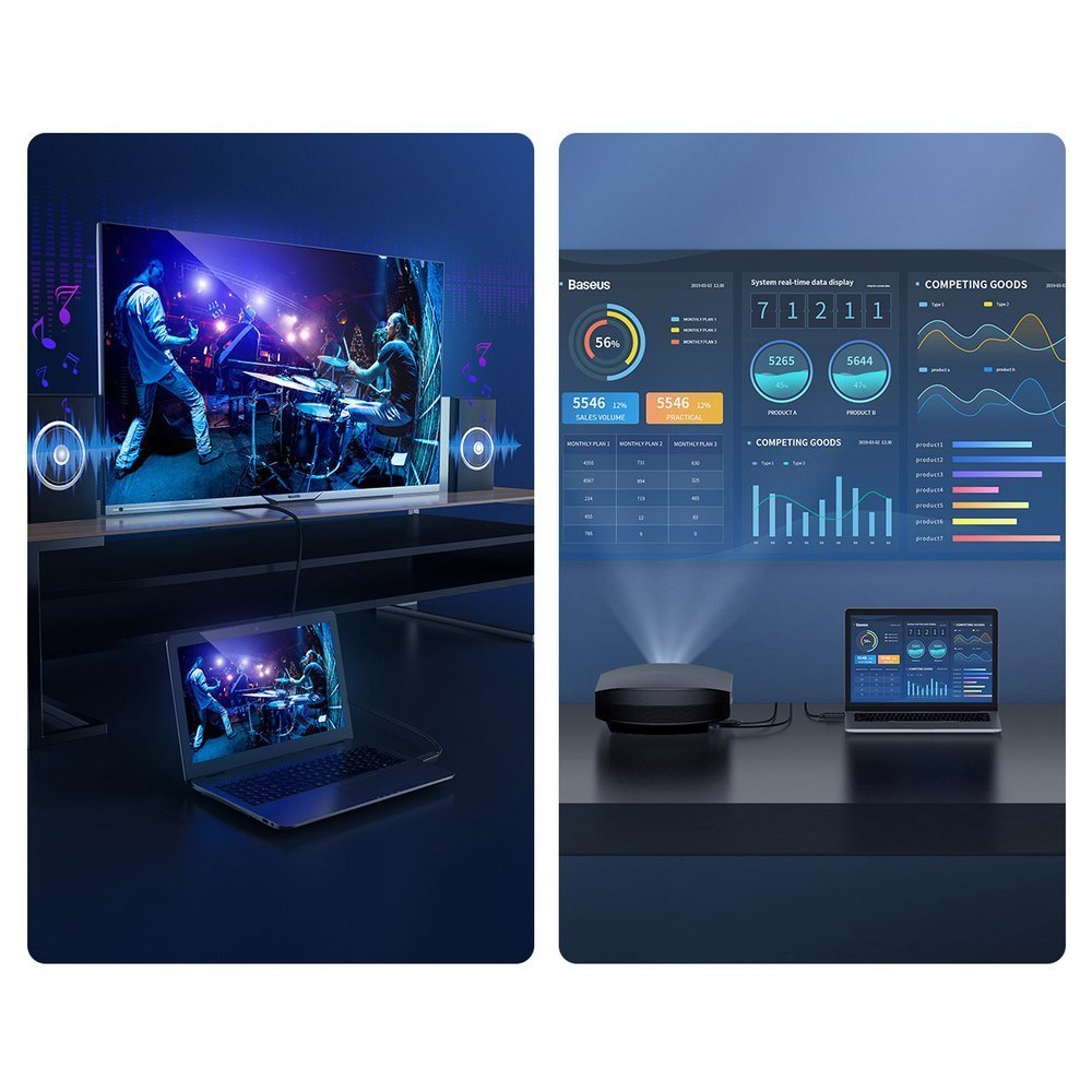 Baseus HDMI 2.0 kabel 4K 60 Hz 3D HDR 18 Gbps 2 m sort (CAKGQ-B01)