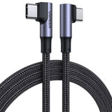 Ugreen US335 70696 vinklet USB-C - USB-C PD QC FCP 100W 5A 480Mb/s 1m kabel - sort