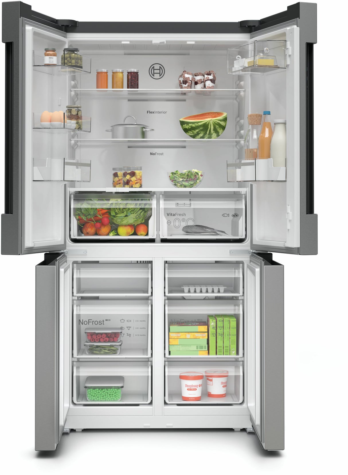 Bosch Serie 4 KFN96VPEA side-by-side køle-fryseskab Fritstående 605 L Rustfrit stål
