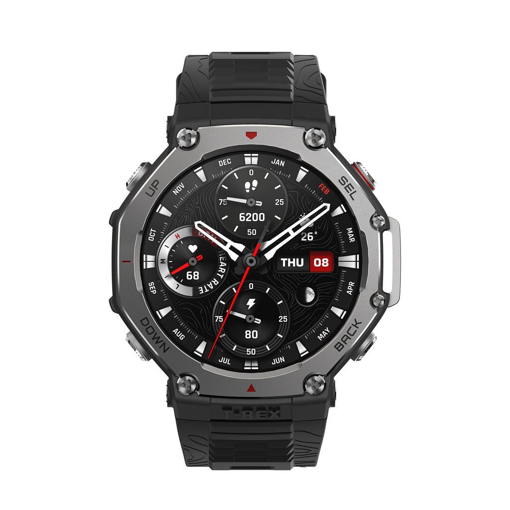 Amazfit T-Rex 3 3.81 cm (1.5") AMOLED 48.5 mm Digital 480 x 480 pixels Touchscreen Black Wi-Fi GPS (satellite)
