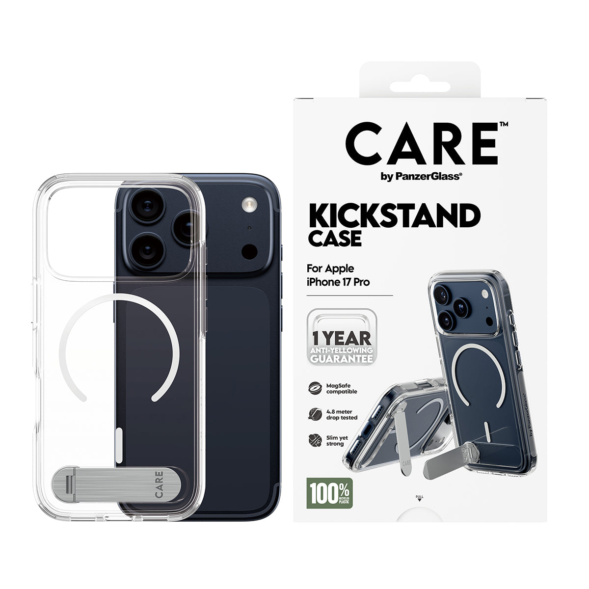 PanzerGlass CARE by ® Feature Case Transparent m. Kickstand & MagSafe iPhone 17 Pro