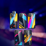 Farvet glaskasse holdbart cover med hærdet glas bagsiden og kamera cover iPhone 11 Pro Max mønster 1