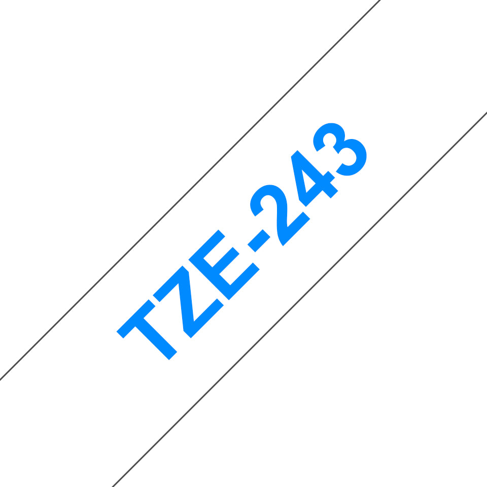 Brother TZE-243 etiketbånd Blå på hvid