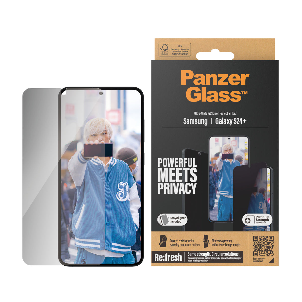 PanzerGlass Privacy Screen Protector Samsung Galaxy S24 Plus | Ultra-Wide Fit w. EasyAligner