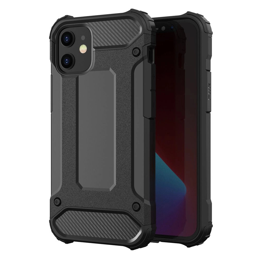 Hybrid Armor Case Tough Rugged Cover til iPhone 12 Pro Max sort