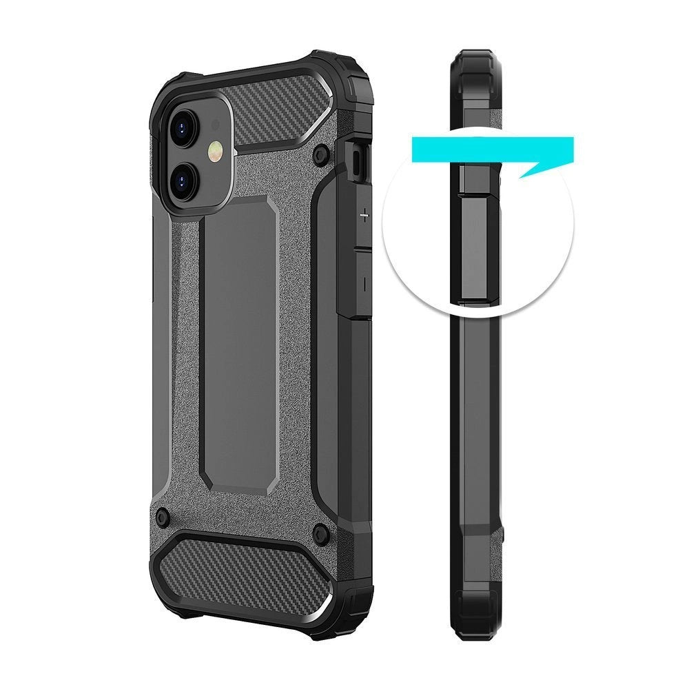 Hybrid Armor Case Tough Rugged Cover til iPhone 12 Pro Max sort