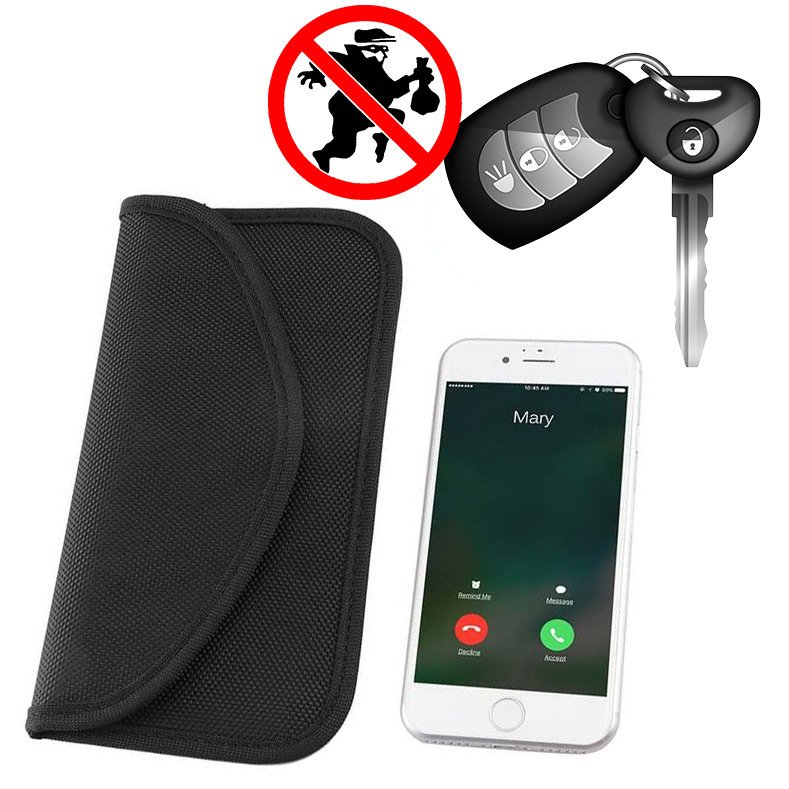 Anti-tyveri Case for bilnøgler Telefon Radio blokering Faraday Box Faraday Cage 20cm x 11cm sort