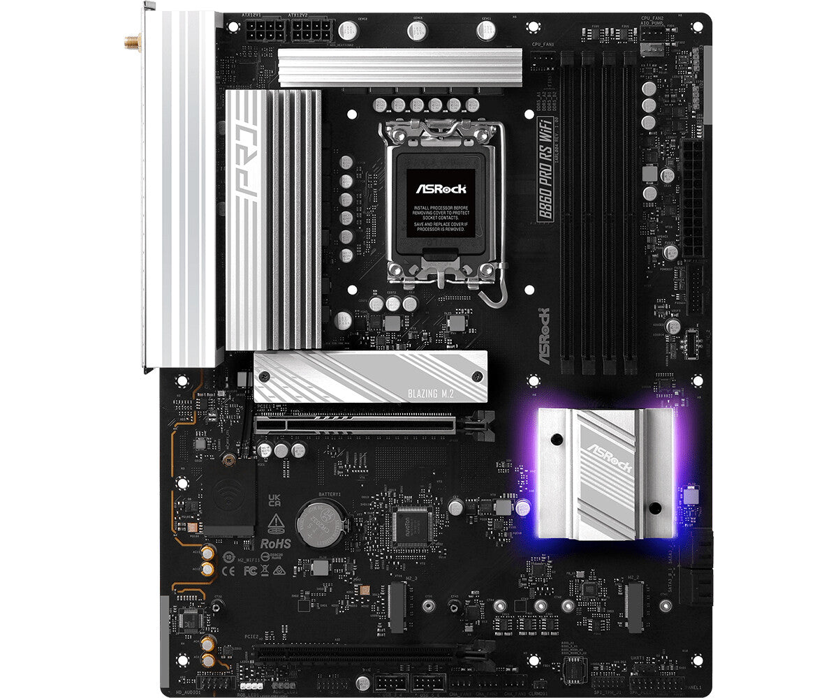 ASRock B860 PRO RS WIFI | Processor family Intel | Processor socket LGA1851 | DDR5 | Supported hard disk drive interfaces SATA