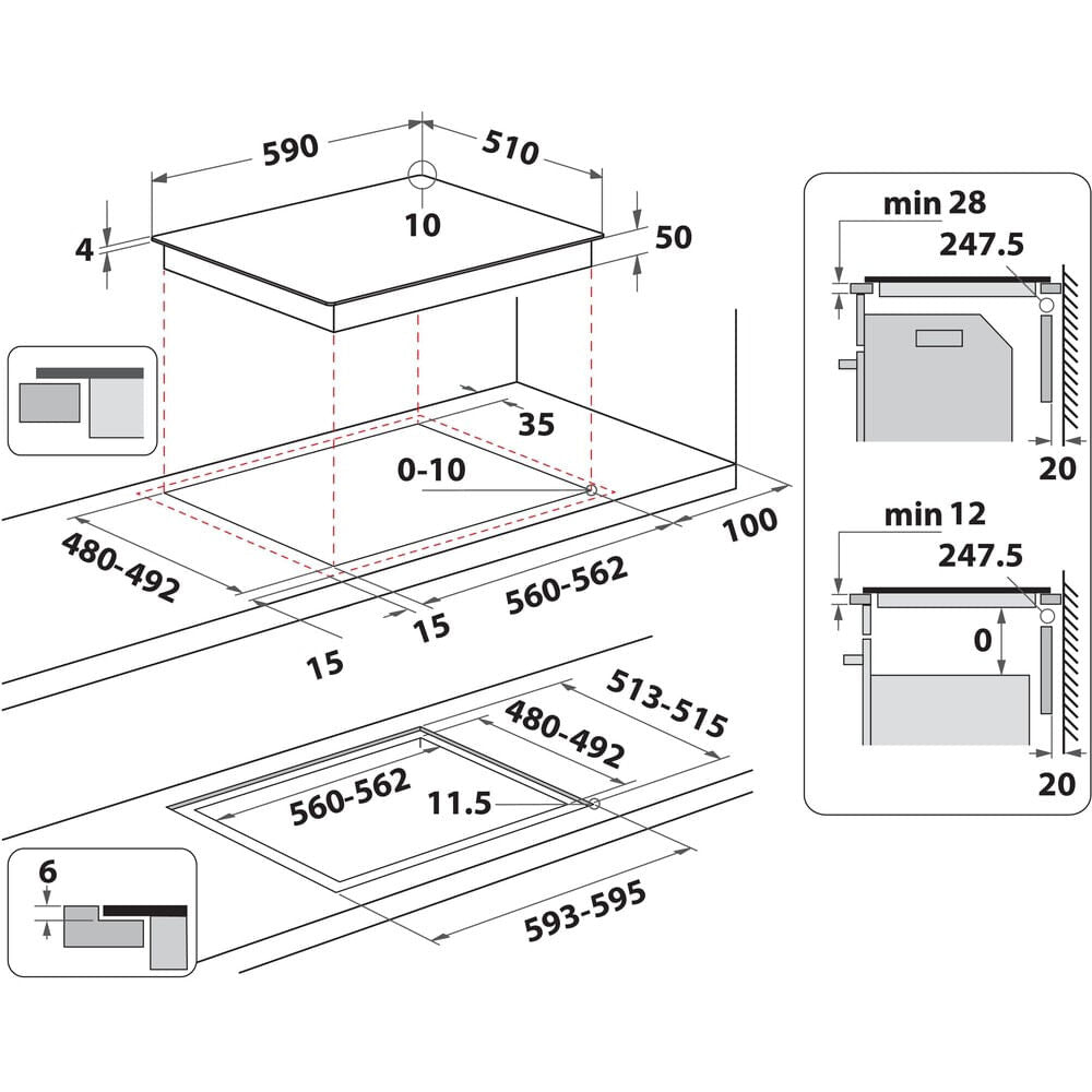 Whirlpool WS Q2160 NE Sort Indbygget 59 cm Zone induktionskogeplade 4 zone(s)