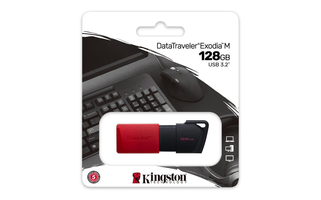 Kingston Technology DataTraveler 128 GB USB 3.2 Gen1 Exodia M (sort + rød)