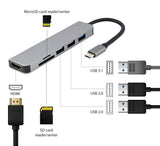 Gembird A-CM-COMBO6-02 dockingstation Ledningsført USB 3.2 Gen 1 (3.1 Gen 1) Type-C Grå