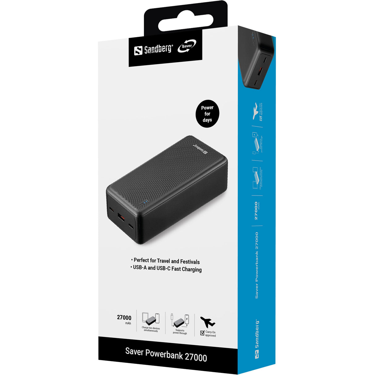 Sandberg 320-43 powerbank Lithium-Ion (Li-Ion) 27000 mAh Sort