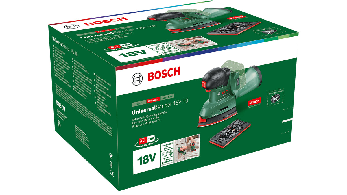 Bosch UniversalSander 18V-10 Deltasliber 18V Batteri og lader ikke inkluderet