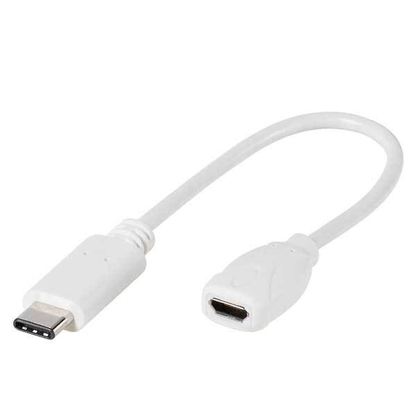 Vivanco 0.1m USB-kabel USB 2.0 0,1 m USB C Micro-USB B Hvid