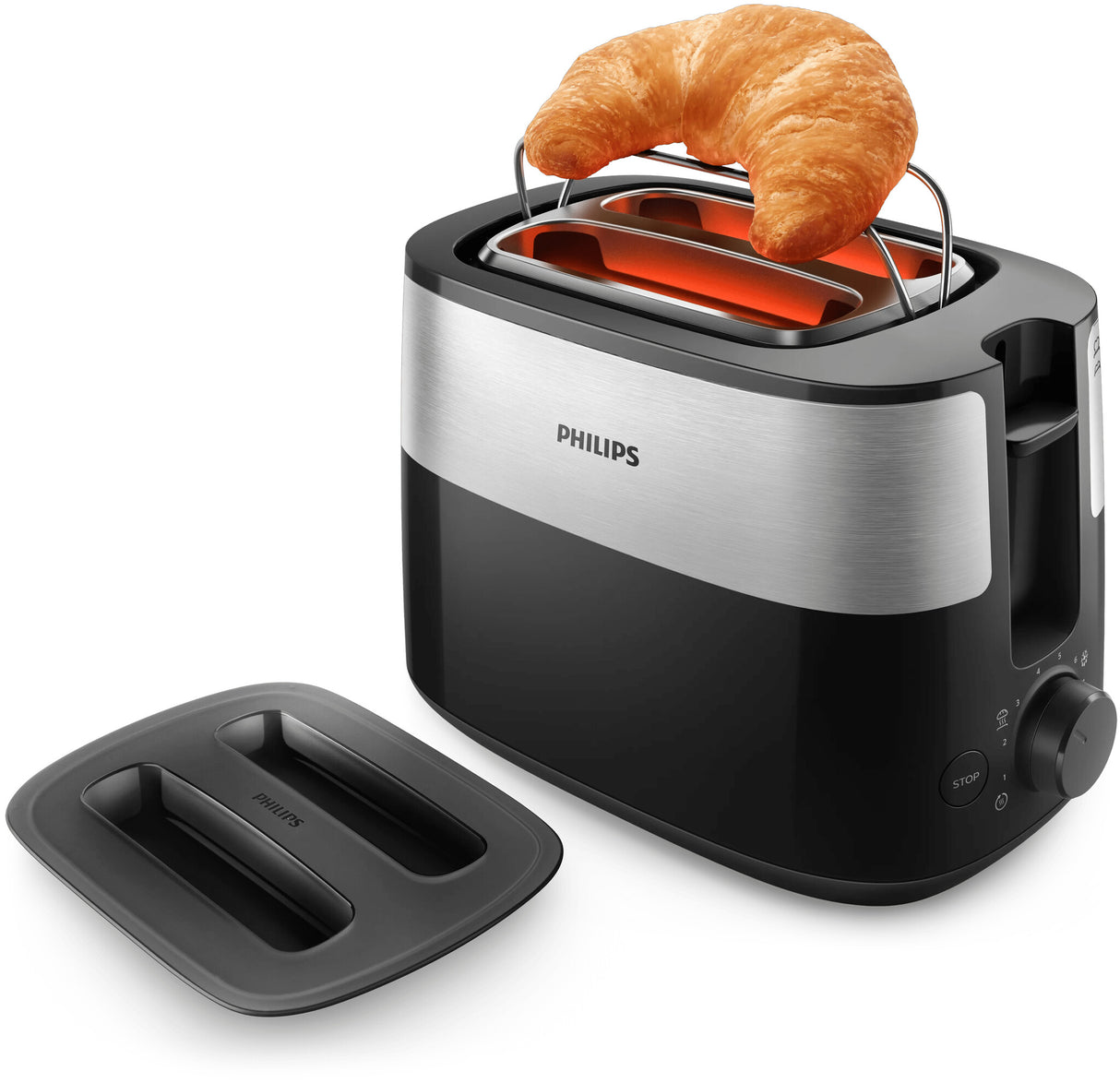 Philips Daily Collection HD2517/90 brødrister 8 2 skive(r) 900 W Sort, Sølv