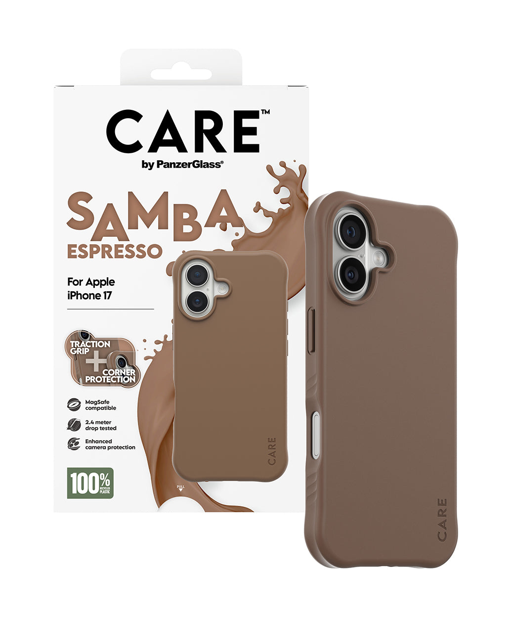PanzerGlass CARE by ® Fashionable Case Samba Espresso m. MagSafe iPhone 17
