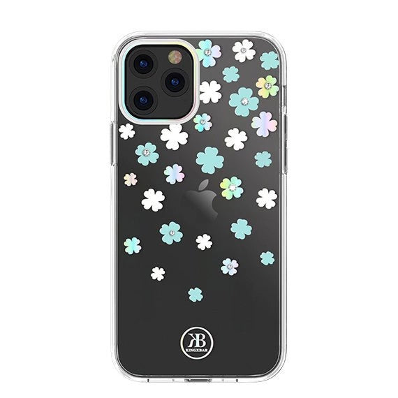 Kingxbar Lucky Series-hylster dekoreret med originale Swarovski-krystaller iPhone 12 mini gennemsigtig (Clover)