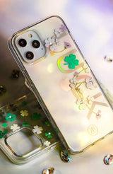 Kingxbar Lucky Series-hylster dekoreret med originale Swarovski-krystaller iPhone 12 mini gennemsigtig (Luck)
