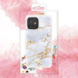Kingxbar Agate Series case dekoreret trykt Agate iPhone 12 mini rød