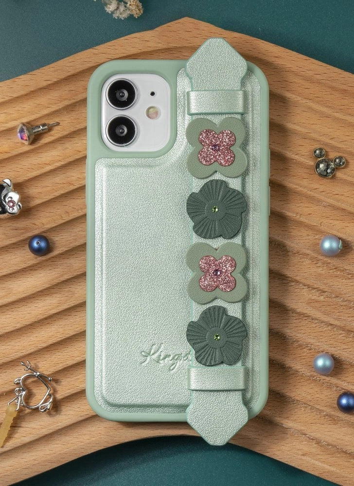 Kingxbar Sweet Series-huse dekoreret med originale Swarovski krystaller iPhone 12 mini grøn