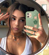 Kingxbar Sweet Series-huse dekoreret med originale Swarovski krystaller iPhone 12 Pro Max grøn