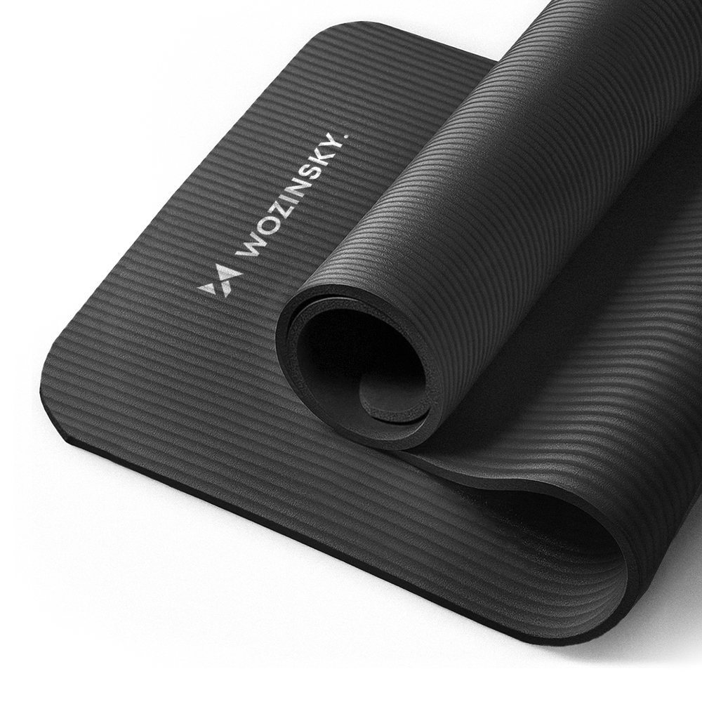 Wozinsky træningsmat 181 x 63 x 0,9 cm tyk gymnastik-yoga-mat sort