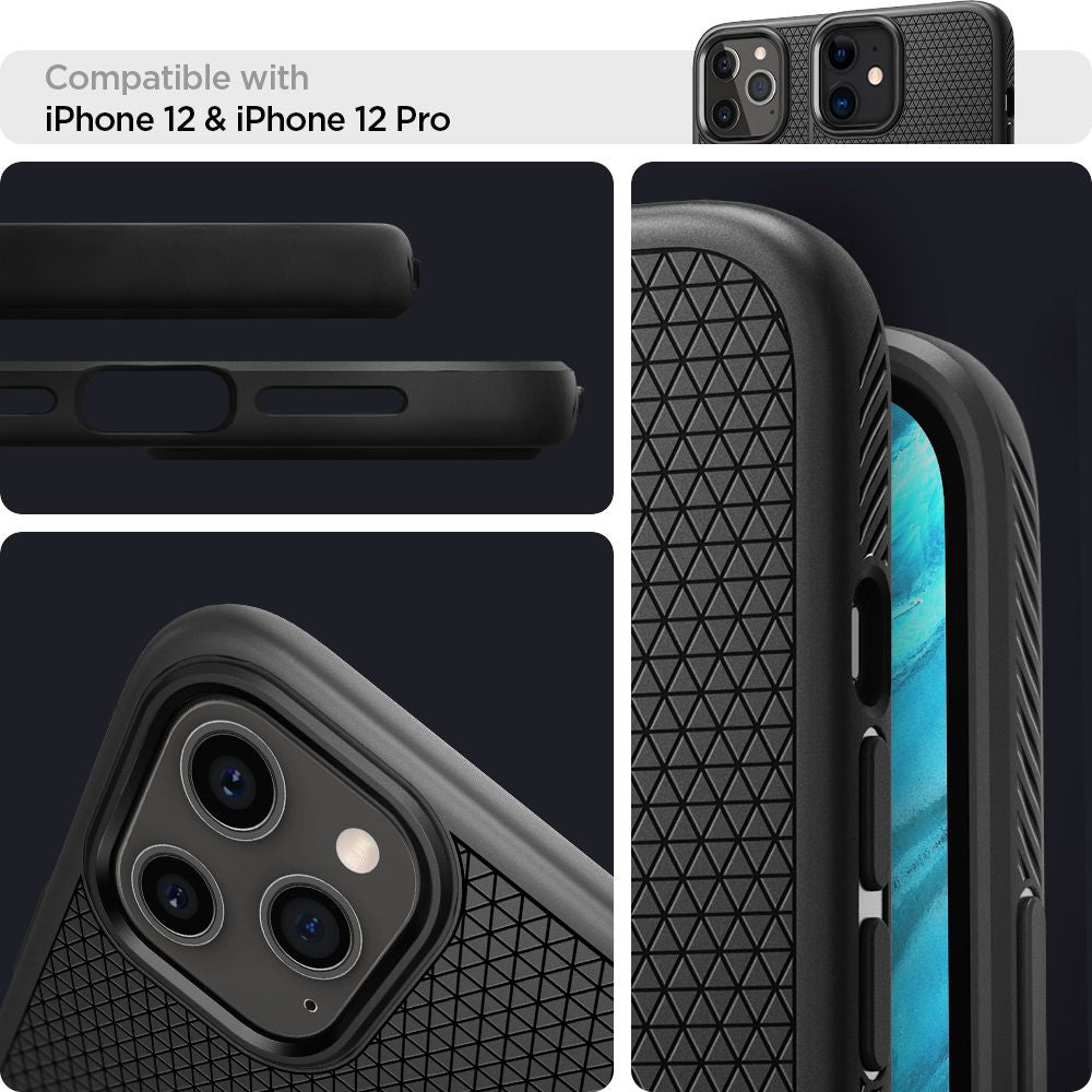 Spigen Liquid Air Case til iPhone 12 / iPhone 12 Pro - Matte sort