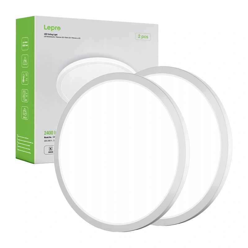 LEPRO 1500039-DW-EU-2 loftslys, 24W, 2400 lm, 2-pakke