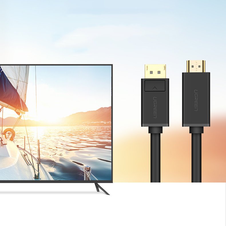 Ugreen unidirectional DisplayPort til HDMI Kabel 4K 30Hz 32 AWG 2m sort (DP101 10202)