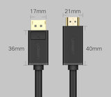 Ugreen unidirectional DisplayPort til HDMI Kabel 4K 30Hz 32 AWG 2m sort (DP101 10202)