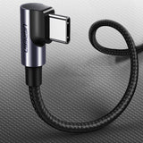 Ugreen US255 50125 USB-C (ret) / USB-C (vinklet) PD QC-kabel 60W 3A 2m - grå