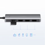 Ugreen USB HUB - 4x USB 3.2 Gen 1 med micro USB strømport grå (CM219 50985)