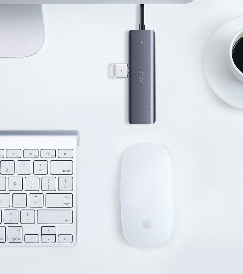 Ugreen USB HUB - 4x USB 3.2 Gen 1 med micro USB strømport grå (CM219 50985)