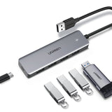 Ugreen USB HUB - 4x USB 3.2 Gen 1 med micro USB strømport grå (CM219 50985)