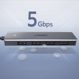 Ugreen USB Type C HUB - 4x USB 3.2 Gen 1 med USB-C strømport grå (CM219 70336)