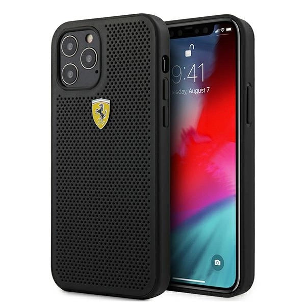 Ferrari FESPEHCP12MBK iPhone 12/12 Pro 6.1" sort/sort hardcase På sporet Perforeret