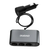 Dudao bil oplader 2x USB / 3x cigarett lighter splitter sort (R1Pro sort)