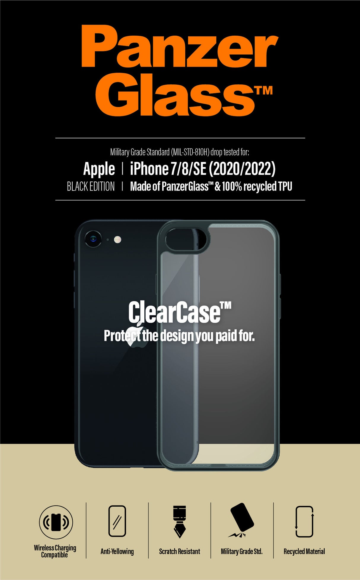 PanzerGlass ® ClearCase iPhone 8 | 7 | SE (2020/2022) | Sort