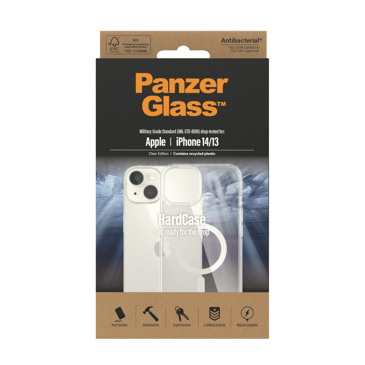 PanzerGlass ® HardCase Transparent m. Hvid MagSafe iPhone 14 | 13
