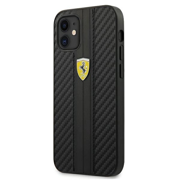 Ferrari FESNECHCP12SBK iPhone 12 mini 5.4" sort/sort hardcase på sporet PU Carbon