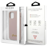 Guess GUHCP12SLSLMGLP iPhone 12 mini 5.4" lyserød/lyserød hardcase Silicone Script Gold Logo