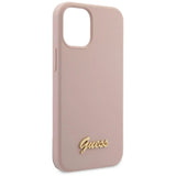 Guess GUHCP12SLSLMGLP iPhone 12 mini 5.4" lyserød/lyserød hardcase Silicone Script Gold Logo