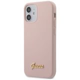 Guess GUHCP12SLSLMGLP iPhone 12 mini 5.4" lyserød/lyserød hardcase Silicone Script Gold Logo