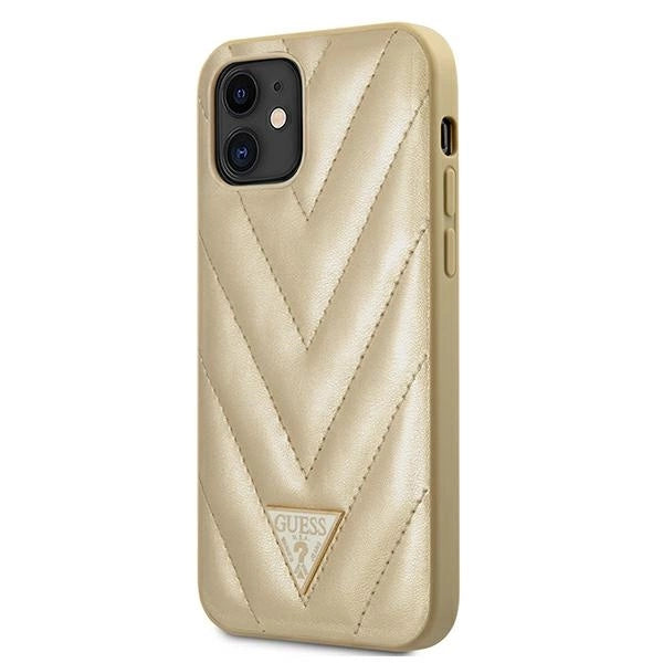 Guess GUHCP12SPUVQTMLBE iPhone 12 mini 5.4 guld/guld hardcase V-Quilted Collection