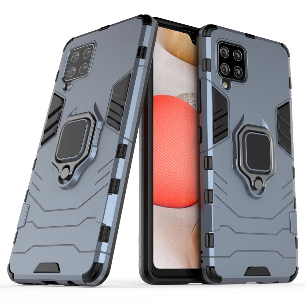 Ring Armor Case Kickstand Tough Rugged Cover til Samsung Galaxy A42 5G blå