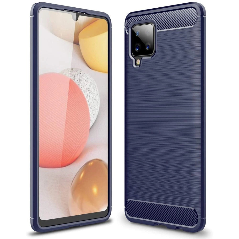 Carbon Case Flexible Cover TPU Case til Samsung Galaxy A42 5G blå
