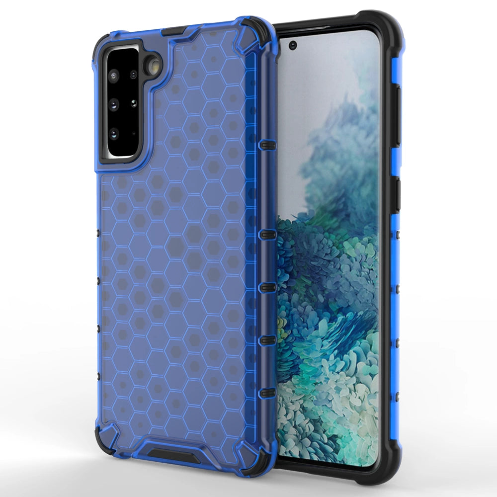 Honeycomb Case rustning med TPU Bumper til Samsung Galaxy S21 + 5G (S21 Plus 5G) blå